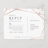 バラ金ゴールドドーンウォーターカラージオメトリックウェディングRSVP インビテーションポストカード (裏面)