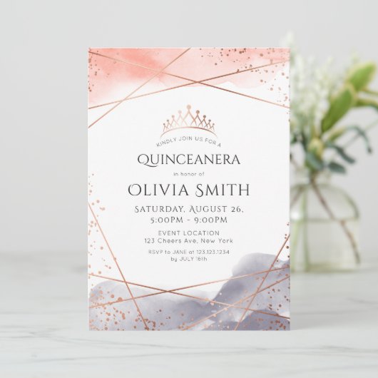 バラ金ゴールドドーンウォーターカラージオメトリックキンセアニェラ 招待状 (スタンド正面)