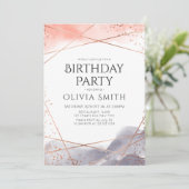 バラ金ゴールドドーンウォーターカラージオメトリックバースデーパーティー 招待状 (スタンド正面)