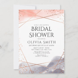 バラ金ゴールドドーンウォーターカラージオメトリックブライダルシャワー 招待状