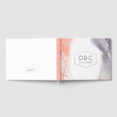 バラ金ゴールドドーンウォーターカラージオメトリック結婚ス ゲストブック (全面)