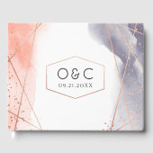 バラ金ゴールドドーンウォーターカラージオメトリック結婚ス ゲストブック (正面)