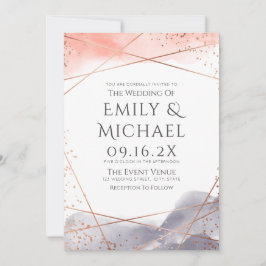 バラ金ゴールドドーン水カラー幾何モダン結婚の 招待状