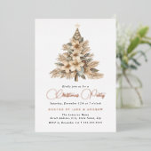 バラ金ゴールドナチュラルベージュクリスマスツリー 箔招待状 (立ち正面)