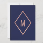 バラ金ゴールドネイビーきらめくグリッターシークイン誕生日 招待状 (裏面)