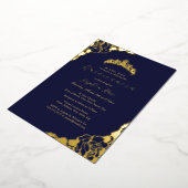 バラ金ゴールドネイビーキンセアニェラ誕生日 箔招待状 (回転した状態)