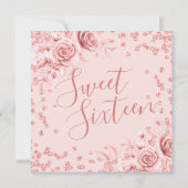 バラ金ゴールドネイビースイート16グリッター紙吹雪フローラ 招待状 (裏面)