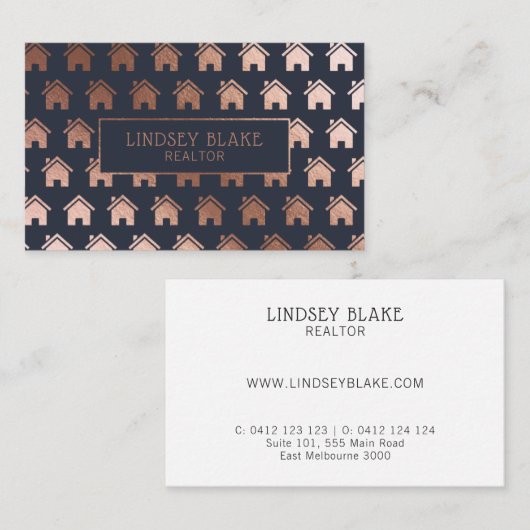 バラ金ゴールドネイビーハウス不動産仲介業者プロフェッショナル 名刺 (正面/裏面)