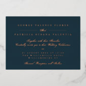 バラ金ゴールドネイビーフォーマル書道エレガントな結婚式 箔招待状 (正面)