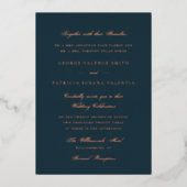 バラ金ゴールドネイビーフォーマル書道エレガントな結婚式 箔招待状 (正面)