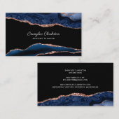 バラ金ゴールドネイビーブルーアガテビジネスカード 名刺 (正面/裏面)