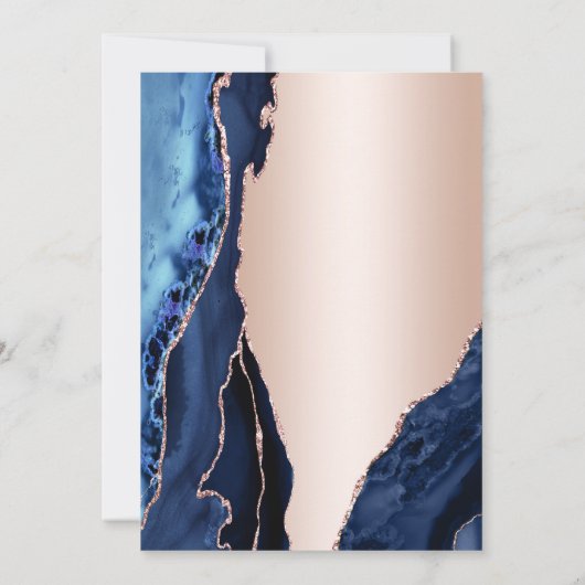 バラ金ゴールドネイビーブルーアガテ30歳の誕生日 招待状 (裏面)