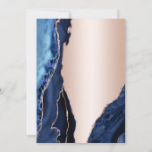 バラ金ゴールドネイビーブルーアゲート18誕生日 招待状 (裏面)