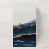 バラ金ゴールドネイビーブルーアルコールイン結婚クス オールインワン招待状 (外側)