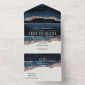 バラ金ゴールドネイビーブルーアルコールイン結婚クス オールインワン招待状 (内側)