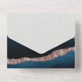 バラ金ゴールドネイビーブルーアルコールイン結婚クス オールインワン招待状 (裏面)