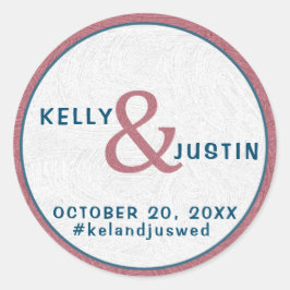 バラ金ゴールドネイビーブルーカスタムウェディングデイズハッシュタグ ラウンドシール