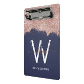 バラ金ゴールドネイビーブルーガーリーグリッターダストモノグラム ミニクリップボード (アングル2)