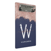 バラ金ゴールドネイビーブルーガーリーグリッターダストモノグラム ミニクリップボード (アングル)