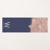 バラ金ゴールドネイビーブルーガーリーグリッターダストモノグラム ヨガマット (正面(横))