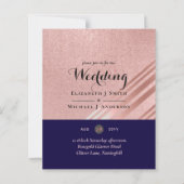 バラ金ゴールドネイビーブルーグリッターフォイルルック結婚ス (正面)