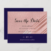 バラ金ゴールドネイビーブルーグリッターフォイルルック結婚ス (正面/裏面)