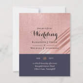 バラ金ゴールドネイビーブルーグリッターフォイルルック結婚ス (正面)