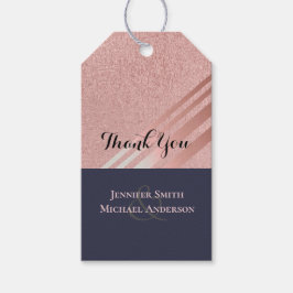 バラ金ゴールドネイビーブルーグリッターフォイルルック結婚ス ギフトタグ