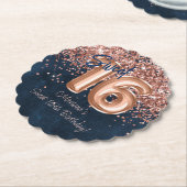 バラ金ゴールドネイビーブルースウィート16thバースデーパーティー ペーパーコースター (アングル)