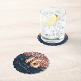 バラ金ゴールドネイビーブルースウィート16thバースデーパーティー ペーパーコースター