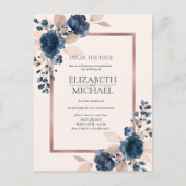 バラ金ゴールドネイビーブルーダスティピンクフローラ遅延日 ポストカード (正面)