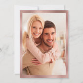 バラ金ゴールドネイビーブルーピンクフローラ写真結婚の 招待状 (裏面)