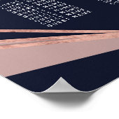 バラ金ゴールドネイビーブルーマウーブ幾何学座席表 ポスター (角)