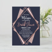 バラ金ゴールドネイビーブルームーブジオメトリブライダルシャワー 招待状 (スタンド正面)