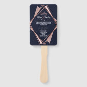 バラ金ゴールドネイビーブルームーヴジオメトリックプログラム ハンドファン (正面)