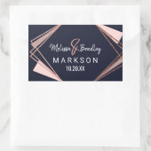 バラ金ゴールドネイビーブルームーヴジオメトリック結婚ス 長方形シール (バッグ)