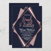 バラ金ゴールドネイビーブルーメイブジオメトリブランチ 招待状 (正面/裏面)