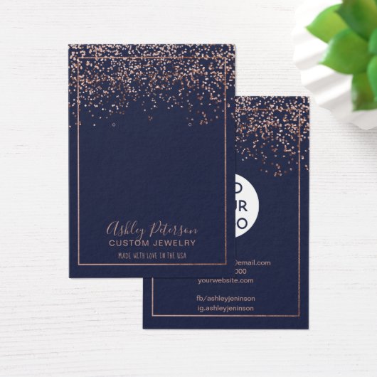 バラ金ゴールドネイビーブルーロゴジュエリーイヤリングディスプレイ (デスク)