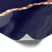 バラ金ゴールドネイビーブルー結婚アゲートの座席表 ポスター (角)