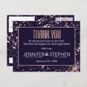 バラ金ゴールドネイビーブルー絵を描（ばちゃばちゃ）跳ねるありがとう ポストカード (正面/裏面)