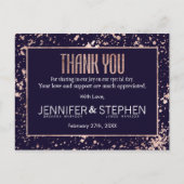 バラ金ゴールドネイビーブルー絵を描（ばちゃばちゃ）跳ねるありがとう ポストカード (正面)