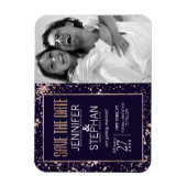 バラ金ゴールドネイビーブルー絵を描（ばちゃばちゃ）跳ねる日付の保存 マグネット (縦)