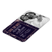 バラ金ゴールドネイビーブルー絵を描（ばちゃばちゃ）跳ねる日付の保存 マグネット (左側)