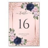 バラ金ゴールドネイビーブルー赤面ピンクフローラ テーブルナンバー (裏面)