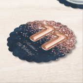 バラ金ゴールドネイビーブルー11thバースデーパーティー ペーパーコースター (アングル)