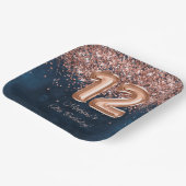 バラ金ゴールドネイビーブルー12thバースデーパーティー ペーパープレート (傾斜あり)