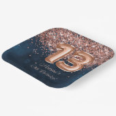 バラ金ゴールドネイビーブルー13thバースデーパーティー ペーパープレート (傾斜あり)