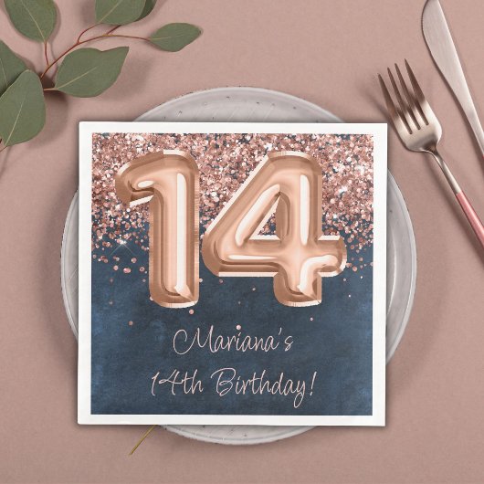 バラ金ゴールドネイビーブルー14thバースデーパーティー