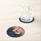 バラ金ゴールドネイビーブルー15thバースデーパーティー ペーパーコースター (インサイチュ)