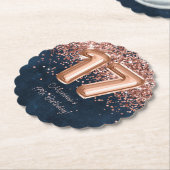 バラ金ゴールドネイビーブルー17thバースデーパーティー ペーパーコースター (アングル)